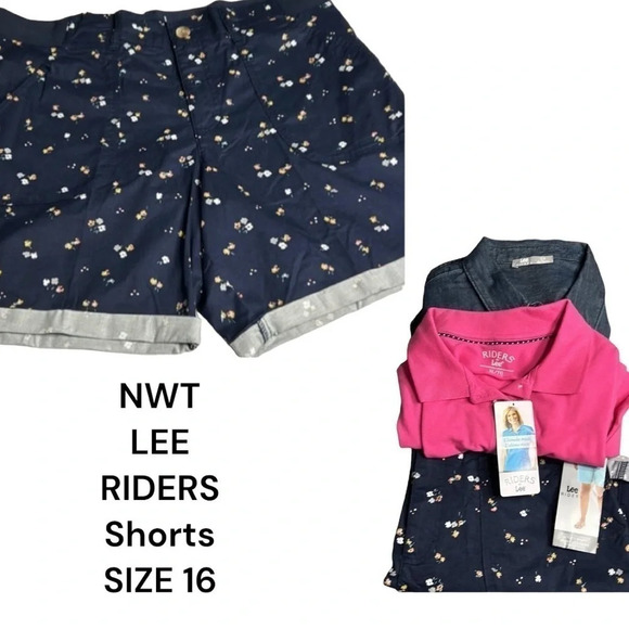 Vintage Pants - Y2K  utility shorts Cotton,blue floral,mid rise,vtg,NWT comfy,elastic waist band